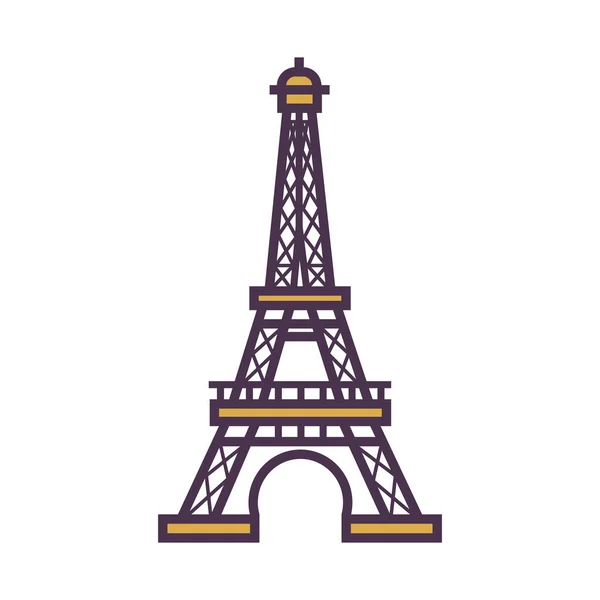 Architecture Tour Eiffel France Icône Style Contour Rempli — Image vectorielle