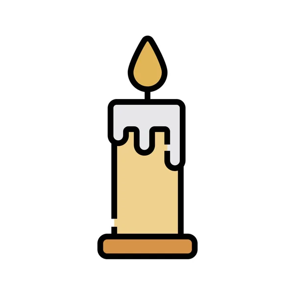 Candle Christmas Fire Icon Filled Outline Style — Stock Vector