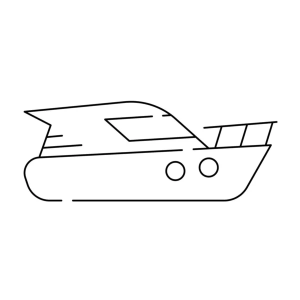 Barco Motor Ícone Navio Mar Estilo Esboço —  Vetores de Stock