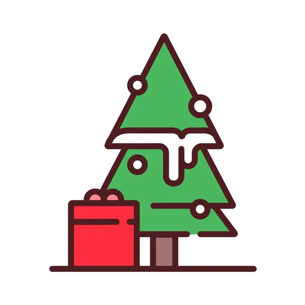 Karácsonyfa Dekoráció Ikon Kitöltött Vázlat Stílus — Stock Vector