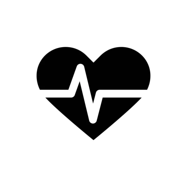 Battement Cardio Coeur Icône Dans Style Solide — Image vectorielle