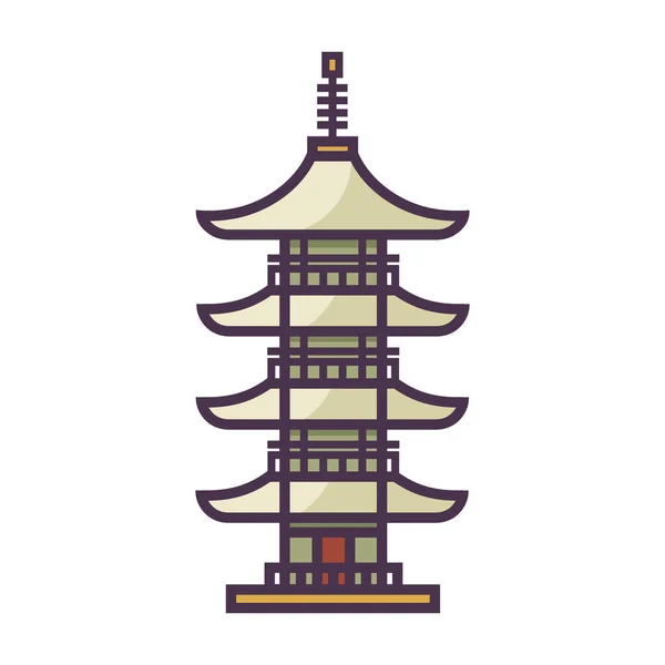 Архитектурный Буддизм Икегами Икона Храма Хонмон Дзи Стиле Набросков — стоковый вектор