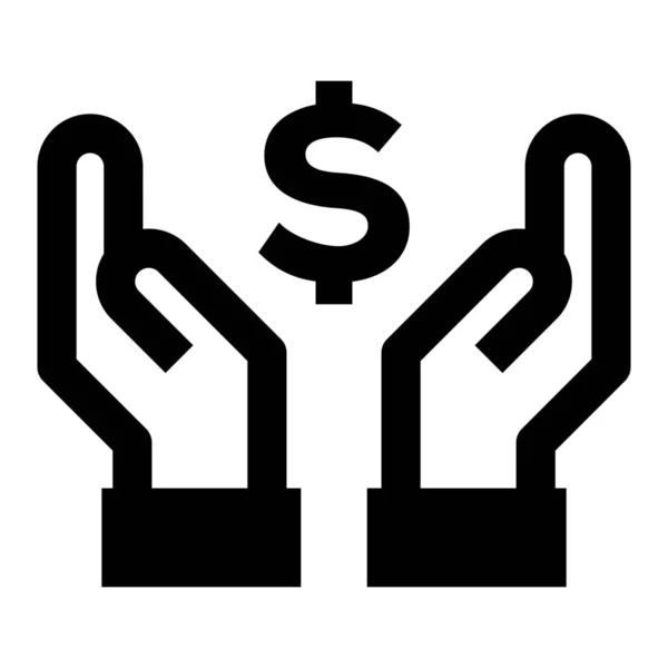 Business Finance Currency Hands Gestures Icon Solid Style — 图库矢量图片