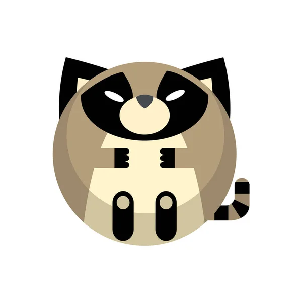 Animal Mammal Raccoon Icon Flat Style — Stock Vector