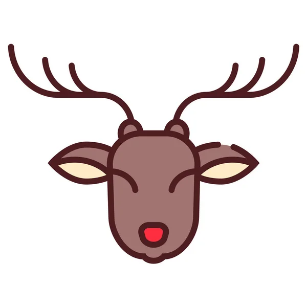 Animal Christmas Deer Icon Filled Outline Style — Stock Vector