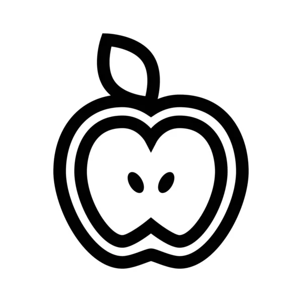 Äpple Frukt Äpple Halv Ikon Kontur Stil — Stock vektor