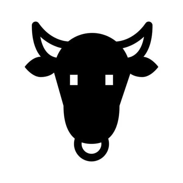 Agricultura Animal Toro Icono Estilo Sólido — Vector de stock