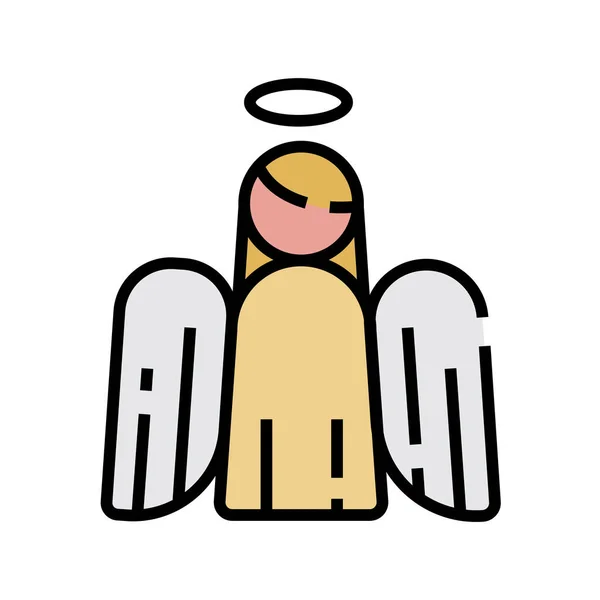 Angel Character Christmas Icon Filled Outline Style — Stock Vector