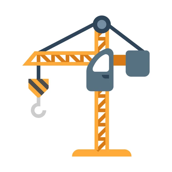 Icona Ingegneria Della Gru Costruzione Stile Piatto — Vettoriale Stock