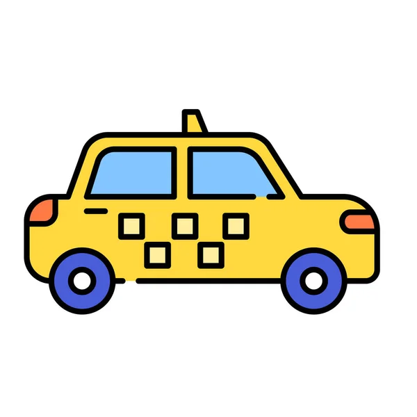 Icono Lineal Color Coche Estilo Contorno Lleno — Vector de stock