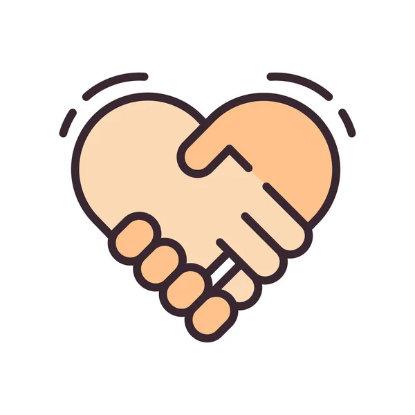 Friendship Hand Handshake Icon Filled Outline Style — Stock Vector