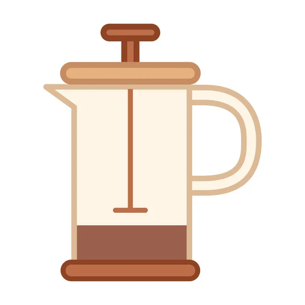 Barista Café Prensa Bebida Icono Estilo Contorno Lleno — Vector de stock