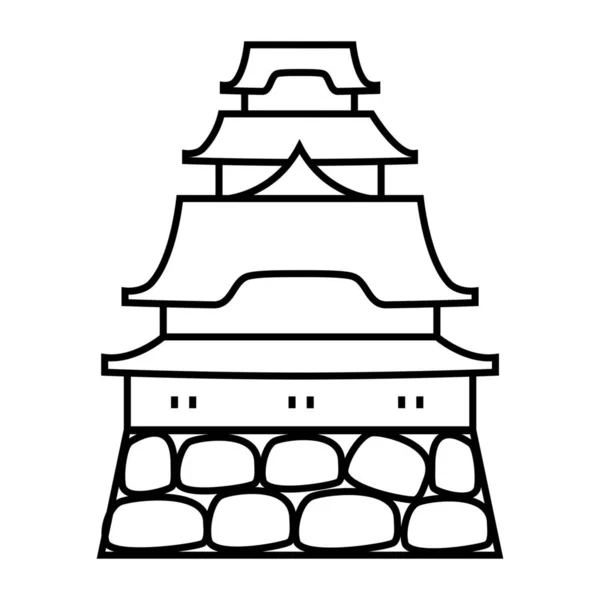 Himeji Κάστρο Ιστορική Τοποθεσία Εικονίδιο Ορόσημο Στυλ Περίγραμμα — Διανυσματικό Αρχείο