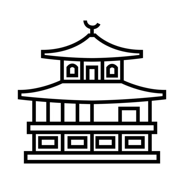 Японская Архитектура Kinkakuji Храм Популярный Символ Здания Стиле Наброска — стоковый вектор
