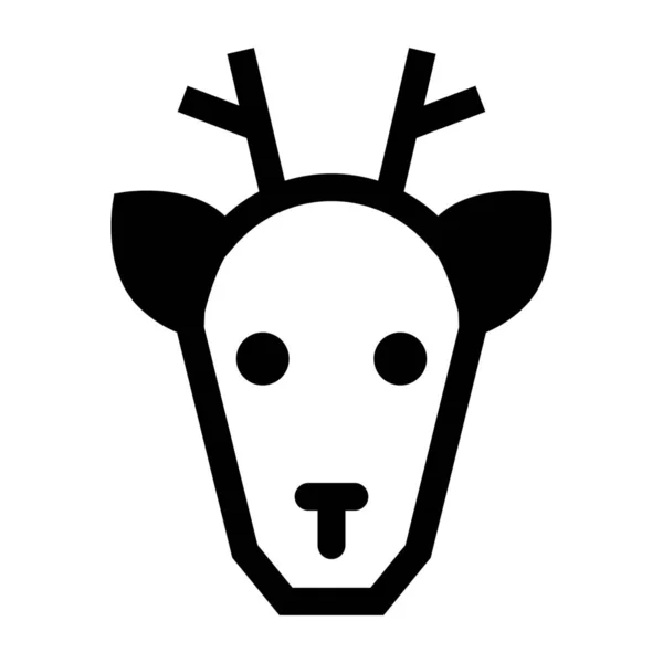 動物のクリスマス鹿のアイコンをソリッドスタイルで — ストックベクタ