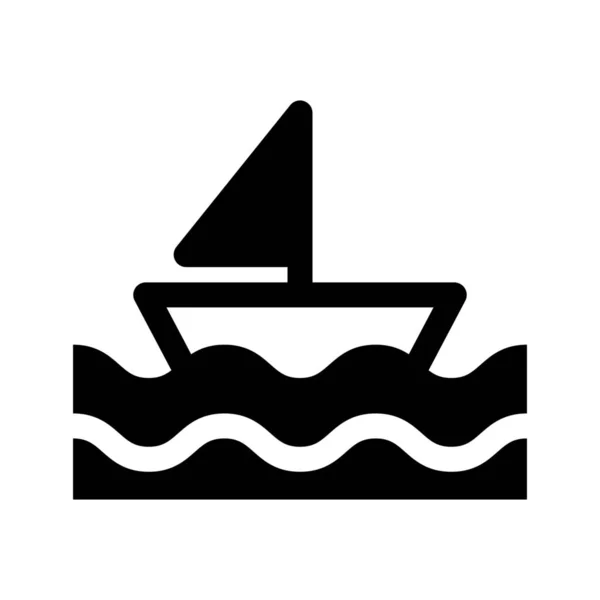 Ιστιοφόρο Πλοίο Ιστιοφόρο Εικονίδιο Στερεό Στυλ — Διανυσματικό Αρχείο
