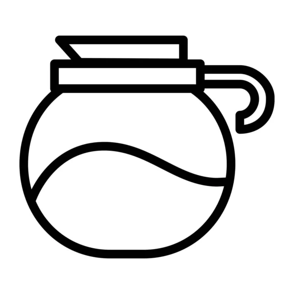 Boisson Café Cafetière Icône Dans Style Contour — Image vectorielle
