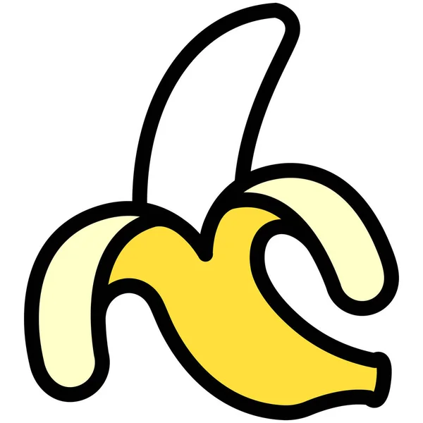 香蕉食品充填轮廓风格的鲜活图标 — 图库矢量图片