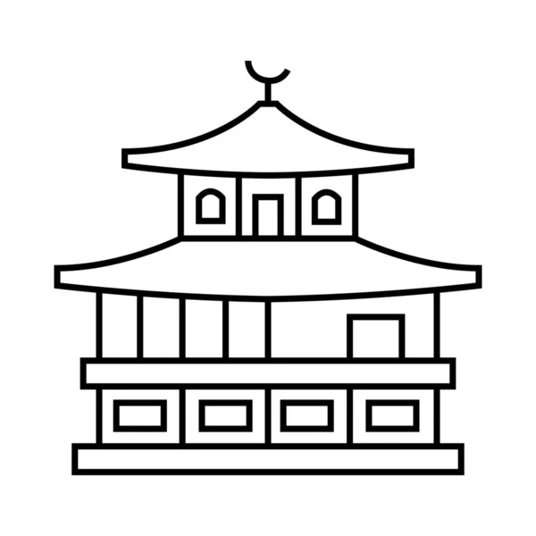 日本建筑神谷寺流行建筑图标的轮廓风格 — 图库矢量图片