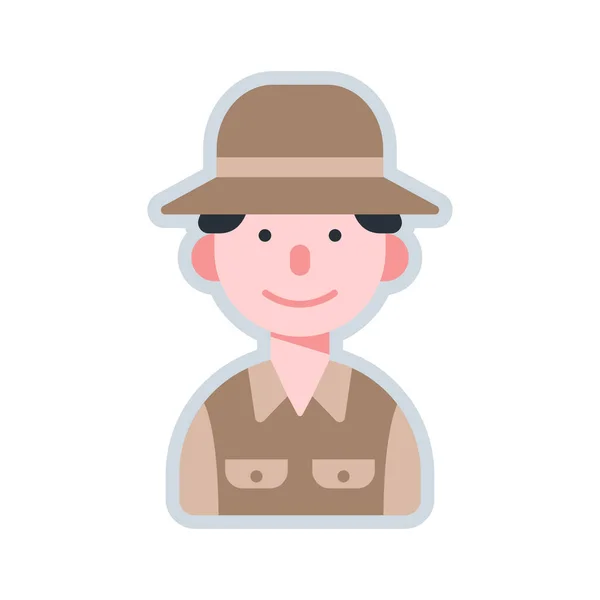 Archaeologist Avatar Character Icon Flat Style — Stock Vector