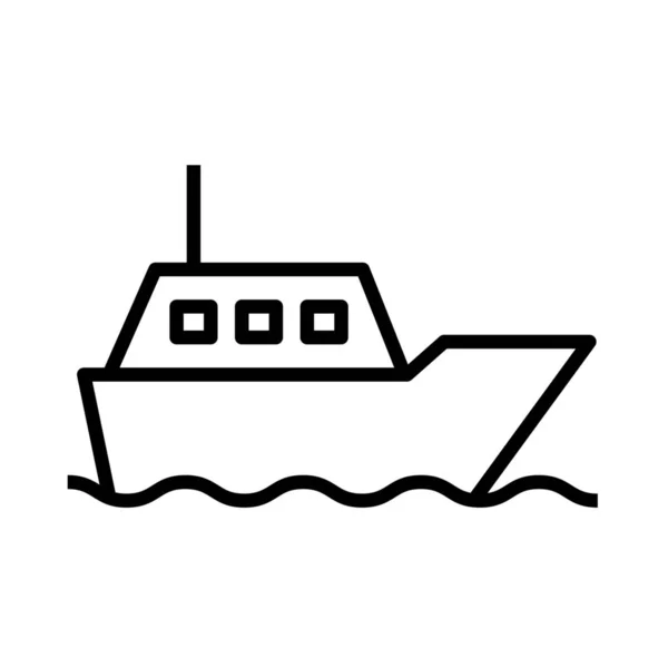 Barca Vela Icona Della Nave Stile Contorno — Vettoriale Stock