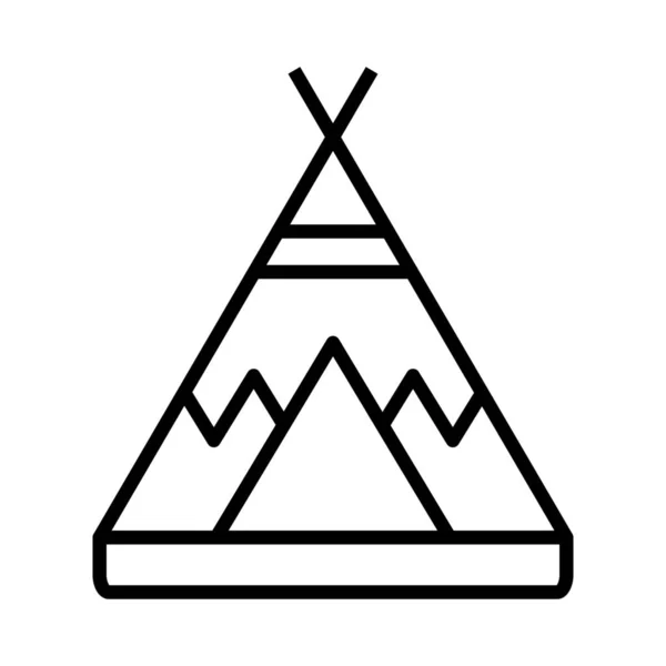 Campfire Camping Refugio Icono Estilo Esquema — Vector de stock