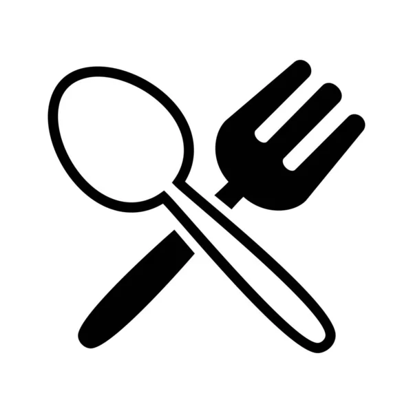 Cutlery Food Fork Spoon Icon Solid Style — Stock Vector