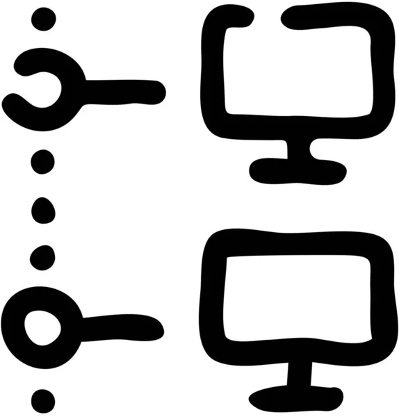 Значок Мережі Комп Ютерів Автономному Режимі Стилі Контур — стоковий вектор