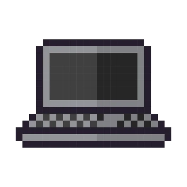 Computer Toetsenbord Laptop Pictogram Pixel Stijl — Stockvector