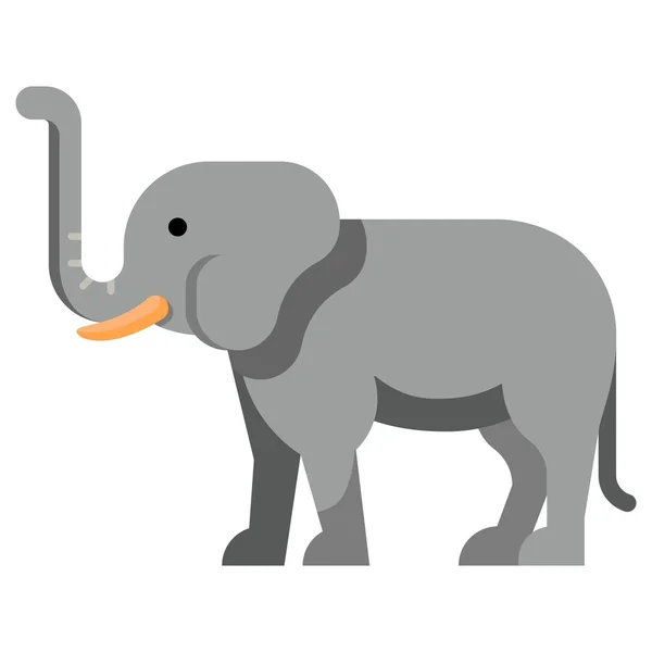Afrikanische Tier Elefanten Ikone Flachen Stil — Stockvektor