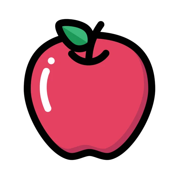 Manzana Comida Fruta Fresca Icono Estilo Contorno Lleno — Vector de stock