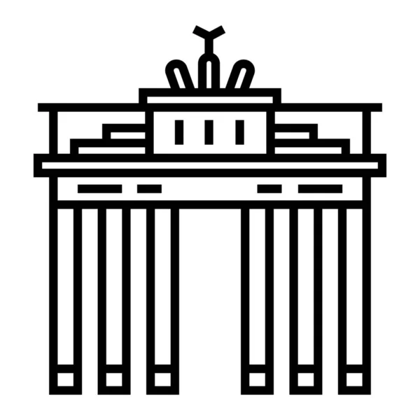 Atracción Berlin Brandenburg Puerta Icono Estilo Esquema — Archivo Imágenes Vectoriales