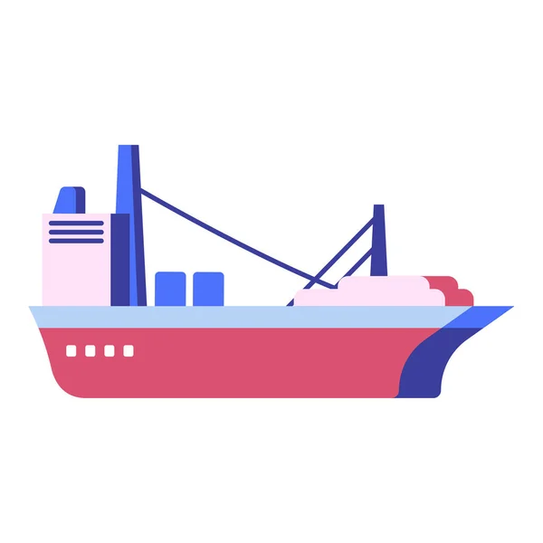 Boot Vrachtschip Pictogram Vlakke Stijl — Stockvector