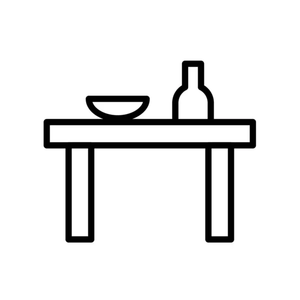 Escritorio Mesa Comedor Icono Los Muebles Estilo Del Esquema — Archivo Imágenes Vectoriales