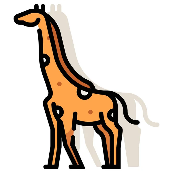 Icono Jirafa Animal Africana Estilo Contorno Lleno — Vector de stock