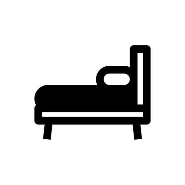 Cama Icono Los Muebles Dormitorio Estilo Sólido — Vector de stock