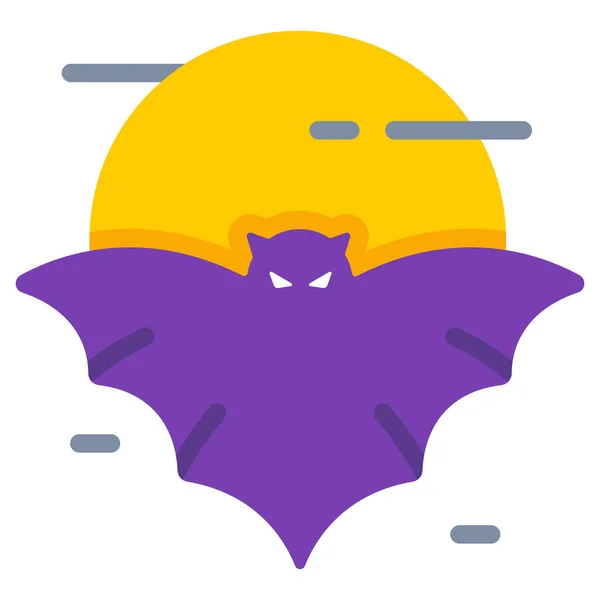 Murciélago Halloween Icono Encantado Estilo Plano — Vector de stock