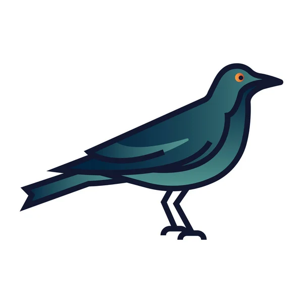 Oiseau Corvus Corbeau Icône Dans Style Contour Rempli — Image vectorielle