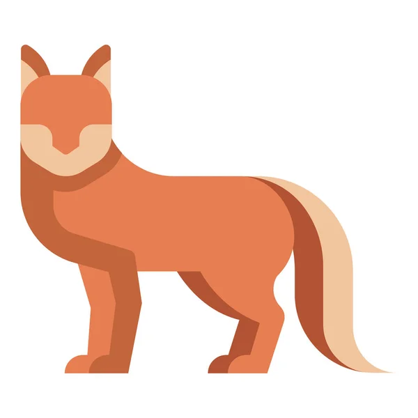 Animal Fox Furry Icon Flat Style — Stock Vector