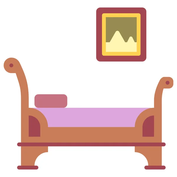Antique Bed Bedroom Icon Flat Style — Stock Vector