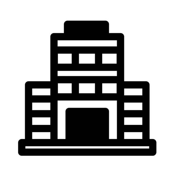Gebäude Hotel Büro Ikone Solidem Stil — Stockvektor