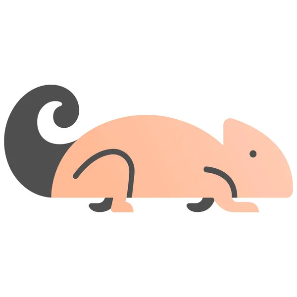 Mooie Kameleon Schattig Pictogram Platte Stijl — Stockvector