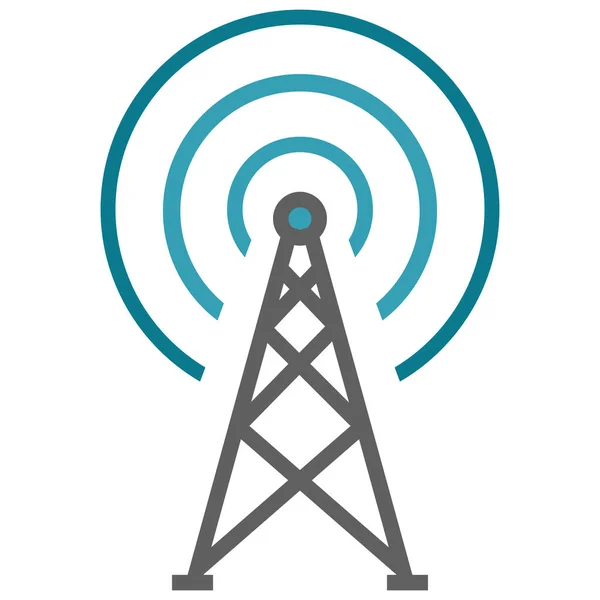 Icône Radiodiffusion Antenne Radiodiffusion Dans Style Contour Rempli — Image vectorielle