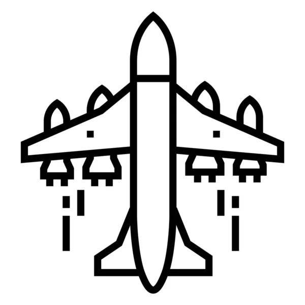 Ikon Pesawat Terbang Pesawat Terbang Dalam Gaya Outline - Stok Vektor