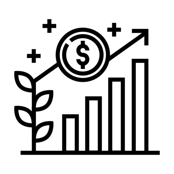 Graficul Financiar Pictograma Investiții Stil Contur — Vector de stoc