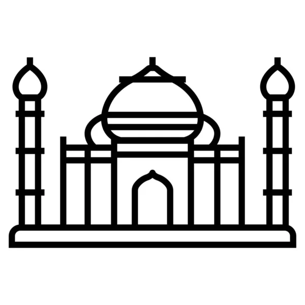 Arkitektur India Mausoleum Ikon Kontur Stil — Stock vektor