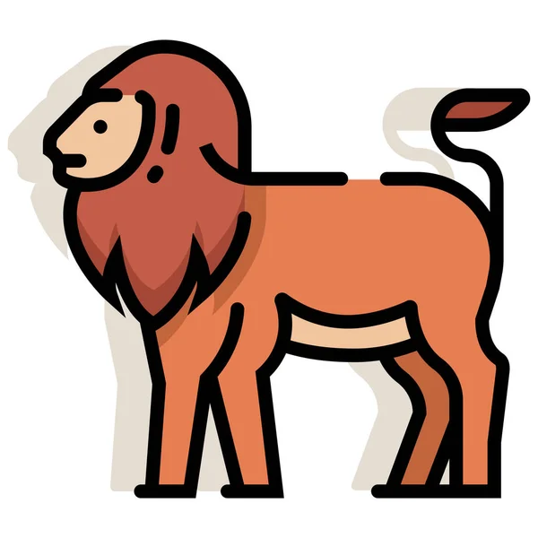 填充轮廓风格的动物狮子座图标 — 图库矢量图片