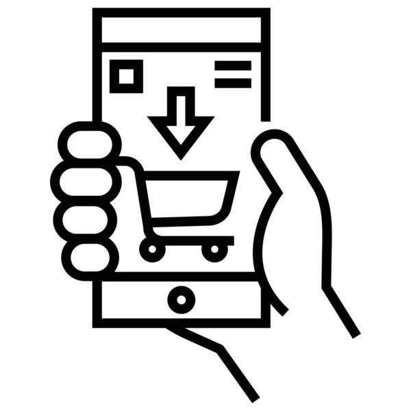Cart Commerce Mobiel Icoon Outline Stijl — Stockvector