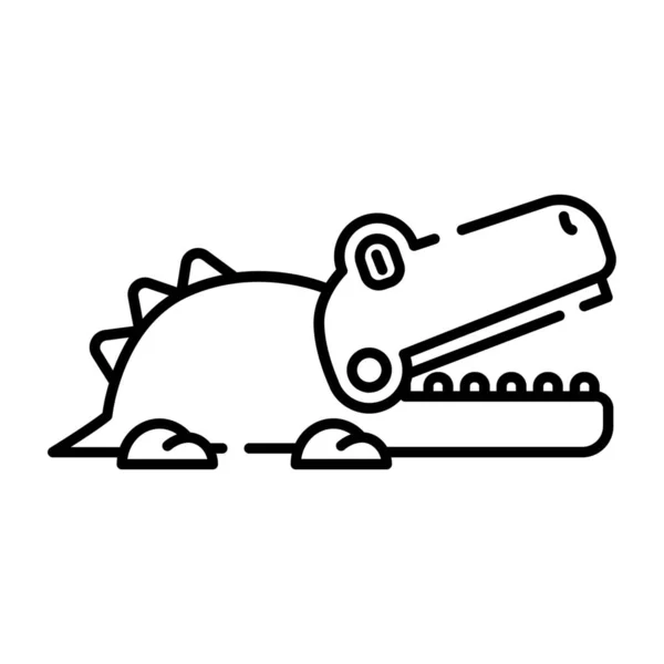 Alligator Animal Crocodile Jouet Icône Dans Style Contour — Image vectorielle