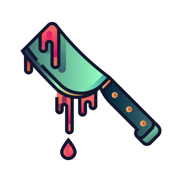 Bloody Butcher Cleaver Icon Filled Outline Style — Stock Vector